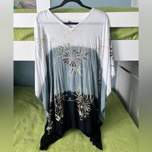 Island Planet Miami Hand Embroidered Sequined Cover-up Caftan Beach Swim OS